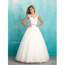 Jewel Neck Tulle Bridal Ball Gown Cap Sleeve Vestido de casamento